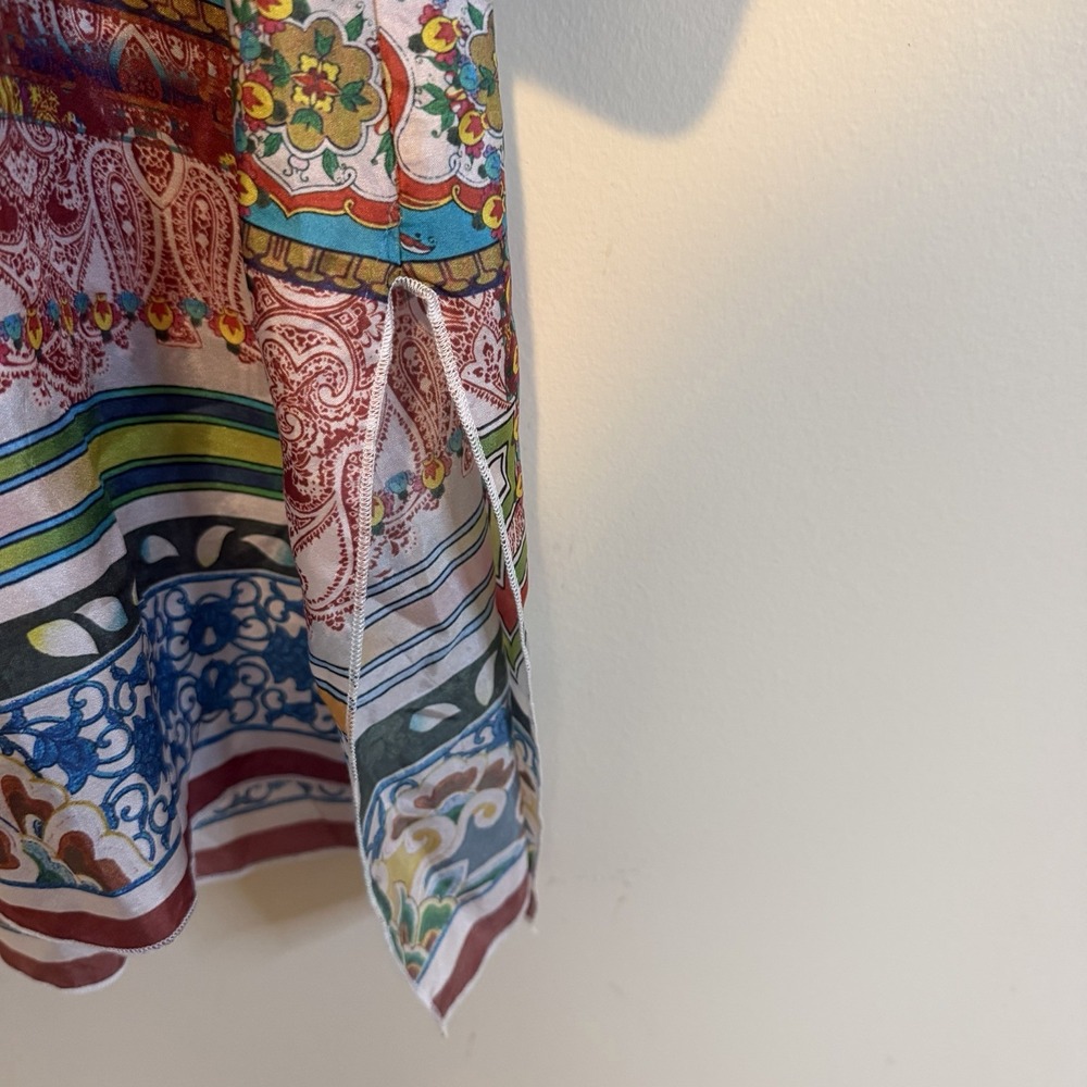 Johnny Was 100% Silk Patchwork Tunic Women's Size Petite L LP Boho Hippie Career - Picture 12 of 12